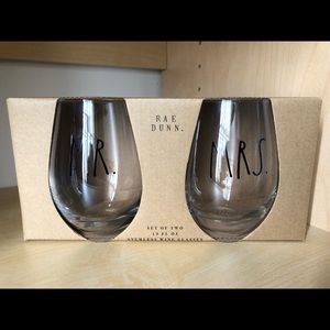 Rae Dunn stemless wine glasses